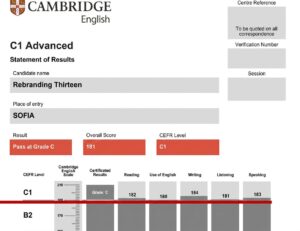 Nota de examen C1 de Cambridge