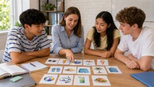 Personas aprendiendo vocabulario de ingles para el verano